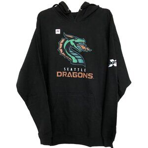SEATTLE DRAGONS Football Pullover Sweatshirt Hoodie‎ XFL Black Size Large L